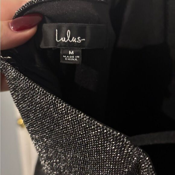Lulus Take Me Anywhere Silver Sparkly Asymmetrical Bodycon Mini Dress size m - Picture 7 of 8